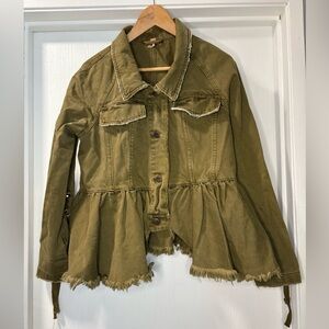 Free People Green Utility Peplum Jacket